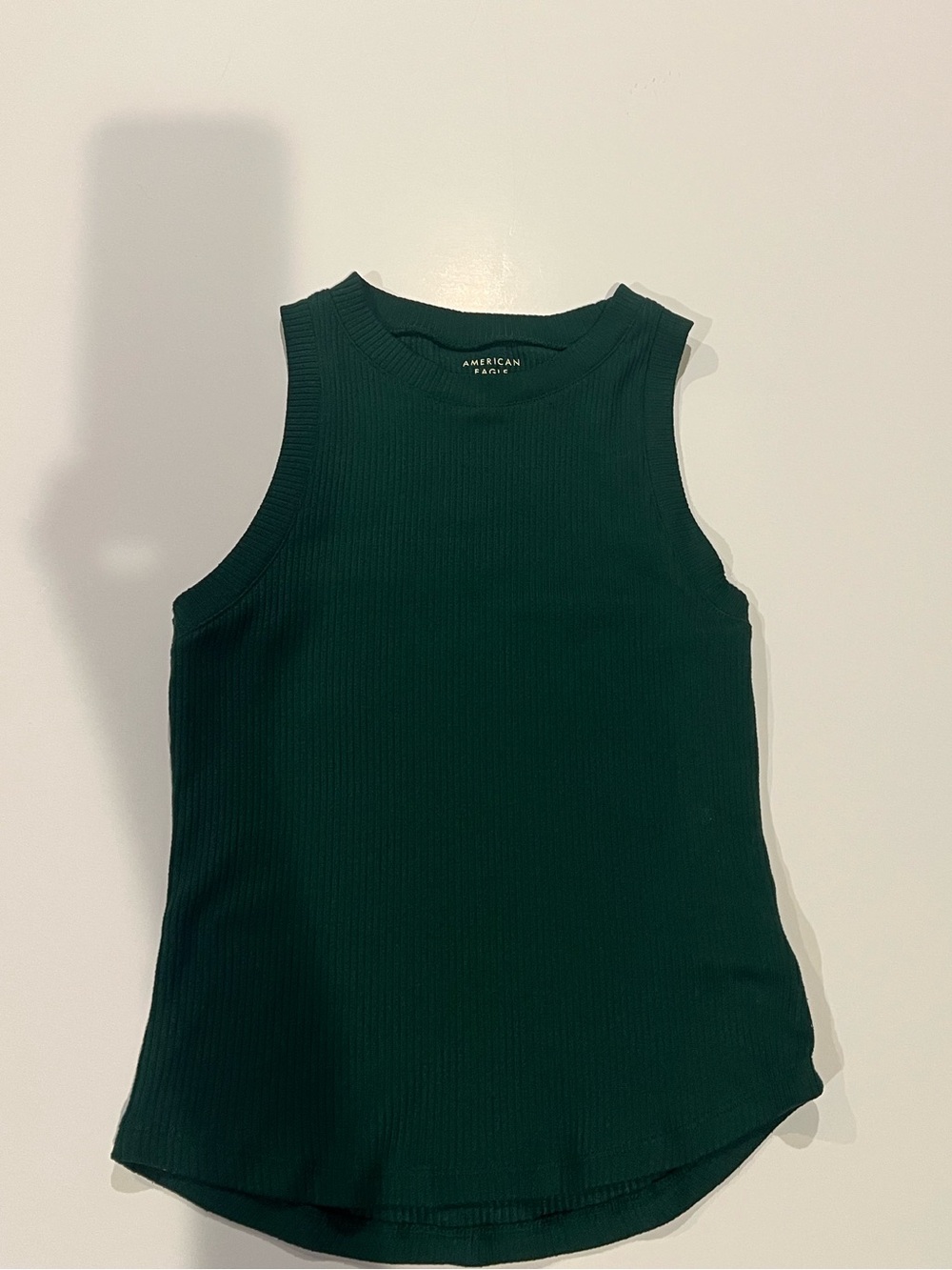 American Eagle Outfitters Dark Green Ribbed Crewneck Tank